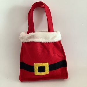 Felt Santa bag with belt. Fuzzy cuff. NEW but no tags.